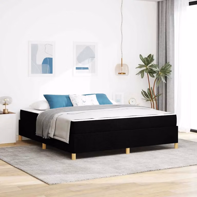 Struttura letto con materasso vidaXL in tessuto nero con cassetti L: 180 cm, P: 200 cm, H: 203 cm