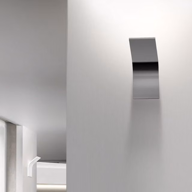 Applique LED Panzeri in metallo e vetro con luce up/down, disponibile in bianco, oro/ottone o titanio
