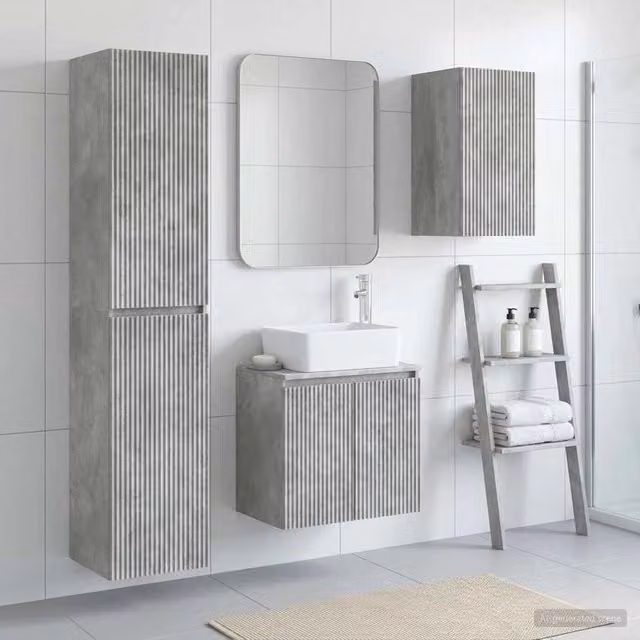 Set di mobili per il bagno 3 pz Grigio Cemento 3406076