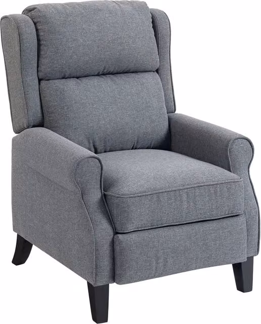 Poltrona Reclinabile 132° Max 74x84x102 cm in Tessuto Effetto Lino con Poggiapiedi Grigio