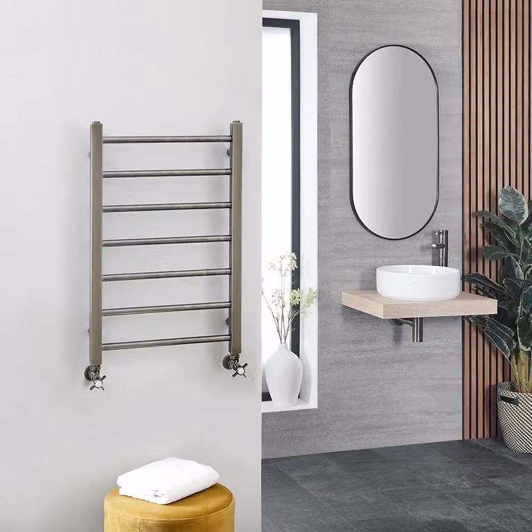 Scaldasalviette Piatto Acciaio Inox Oro Scuro 800x500mm - Termoarredo Bagno - Design premium