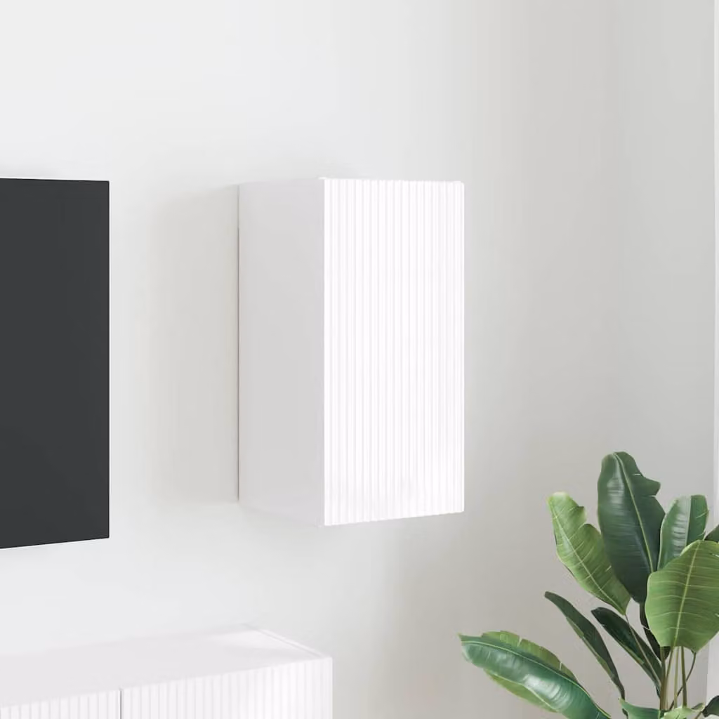 Mobile TV da parete vidaXL moderno in MDF Bianco Lucido L/P/H: 30 x 31 x 60 cm