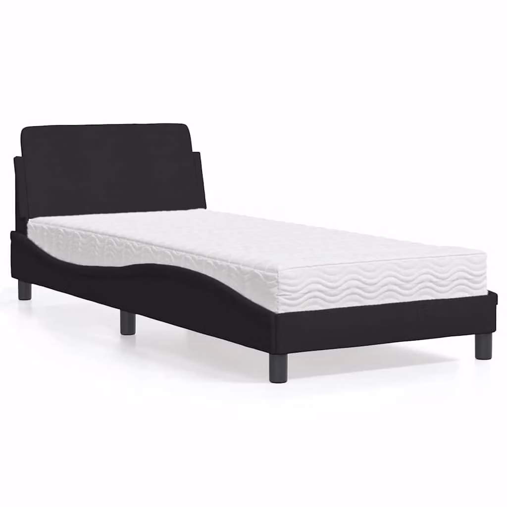 Letto con Materasso Dover vidaXL in Tessuto Nero 90x200 cm – 1