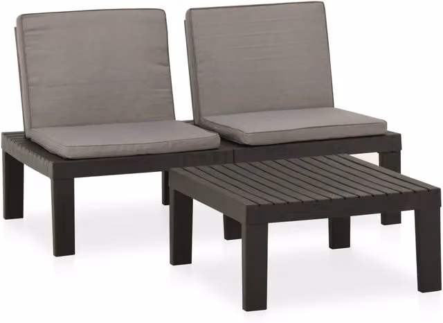 Set Salotto da Giardino Moderno DESIGN IN con Divano a 2 Posti, Tavolino e Cuscini, Colore Antracite/Grigio – 1