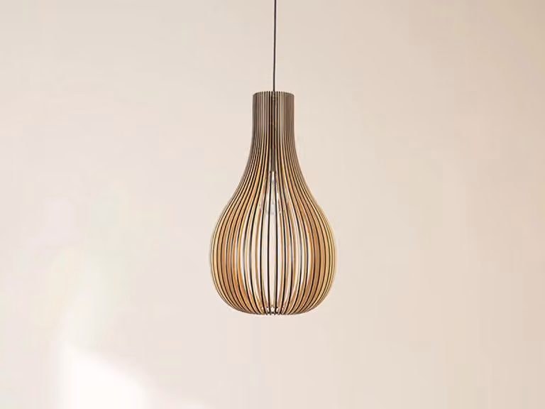 Lampadario a sospensione in legno massello, attacco E27, 310 Watt - Modello WRE091