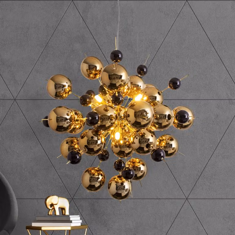 Näve Lampada a sospensione in vetro Explosion, dimmerabile, Ottone / Oro, Soggiorno / Sala da pranzo, Vetro, Lampada a sospensione