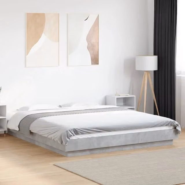 Giroletto-Struttura Letto Grigio Cemento 150x200 cm in Legno Multistrato 830725