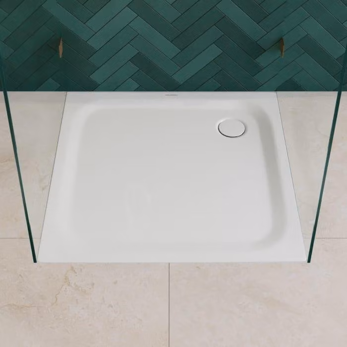 Vasca doccia Kaldewei TEMPER, dimensioni 100 x 100 cm, con sistema Invisibe Grip e supporto per vasca extrapiatto