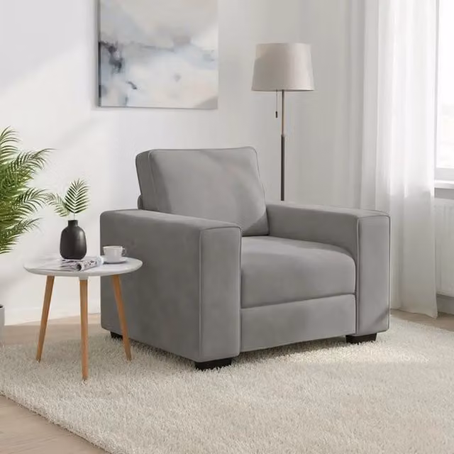 Poltrona Relax Design Mania in Velluto Grigio con Braccioli e Seduta a Vasca