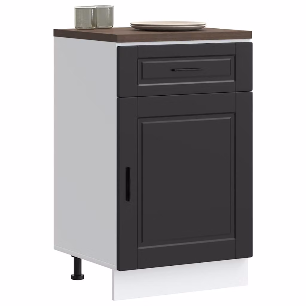 Base da cucina moderna vidaXL in legno MDF nero con ante a battente L: 46 cm, P: 50 cm, H: 81,5 cm