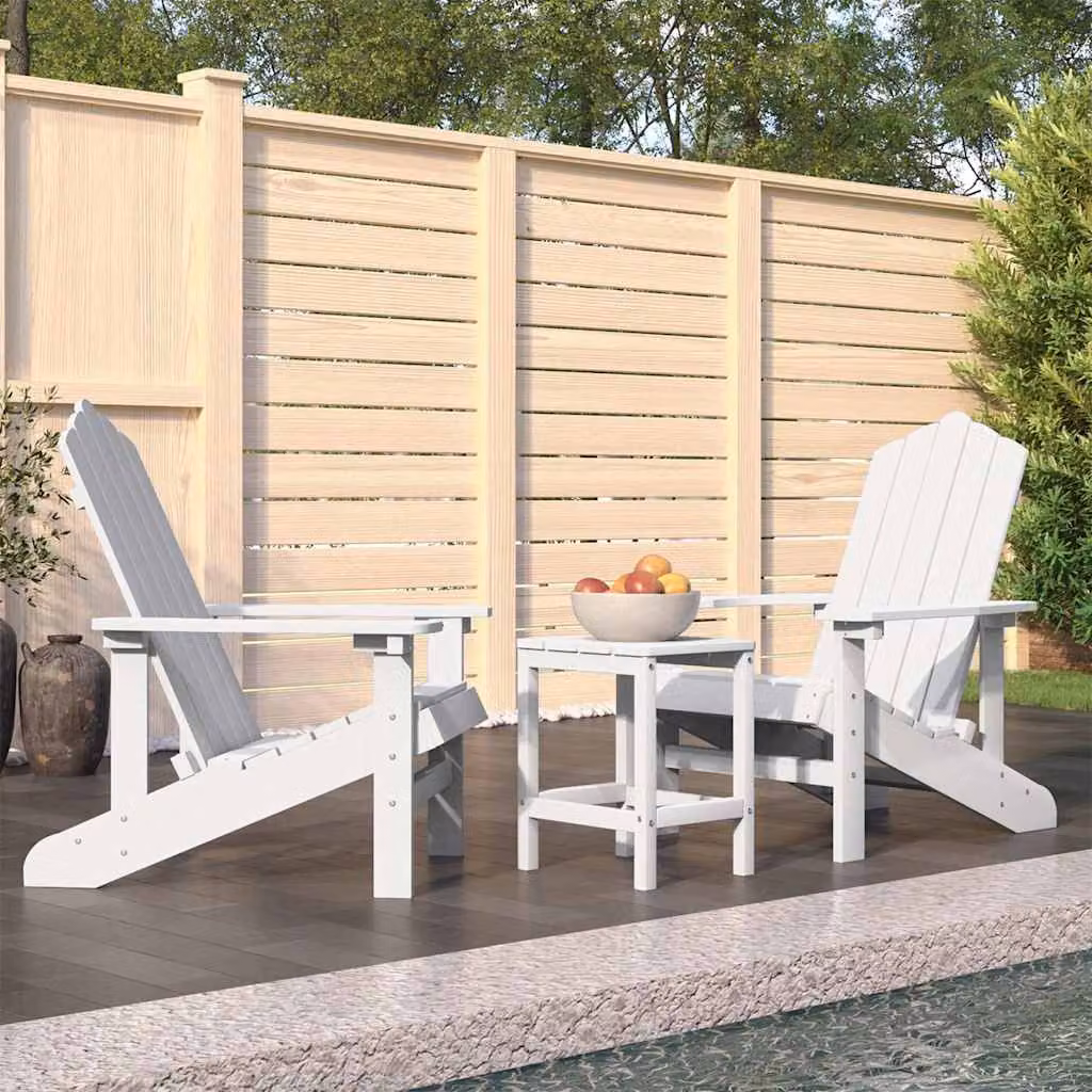 Set di sedie da giardino Adirondack con tavolo vidaXL in HDPE bianco