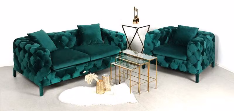 Chesterfield 3+1 Sitz Chesterfield Sofa Leder Couchen Polster Garnitur
