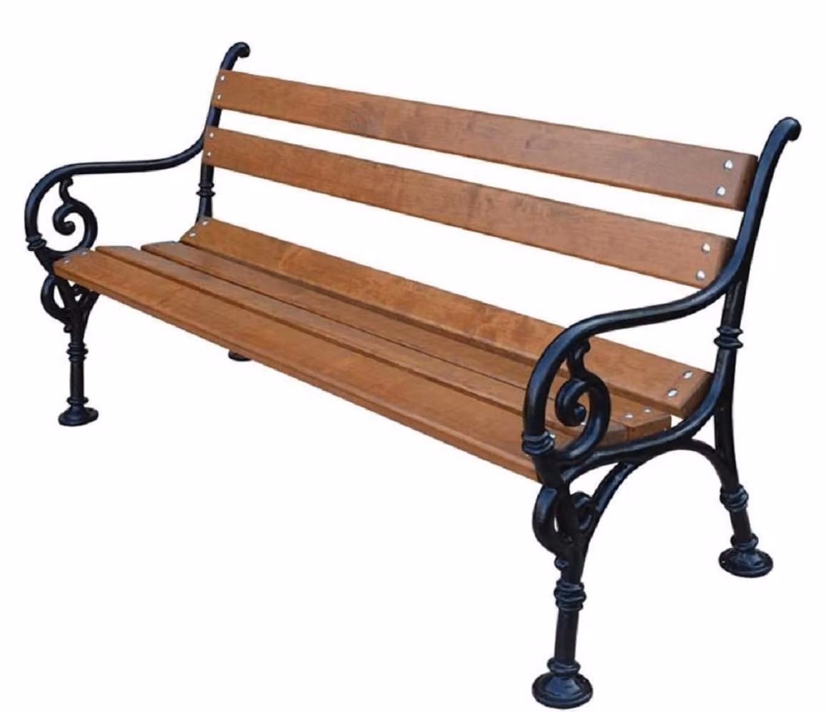 Casa Padrino Panca da giardino in stile liberty con braccioli marrone/nero 150 x 40 x h. 76 cm - Arredo giardino