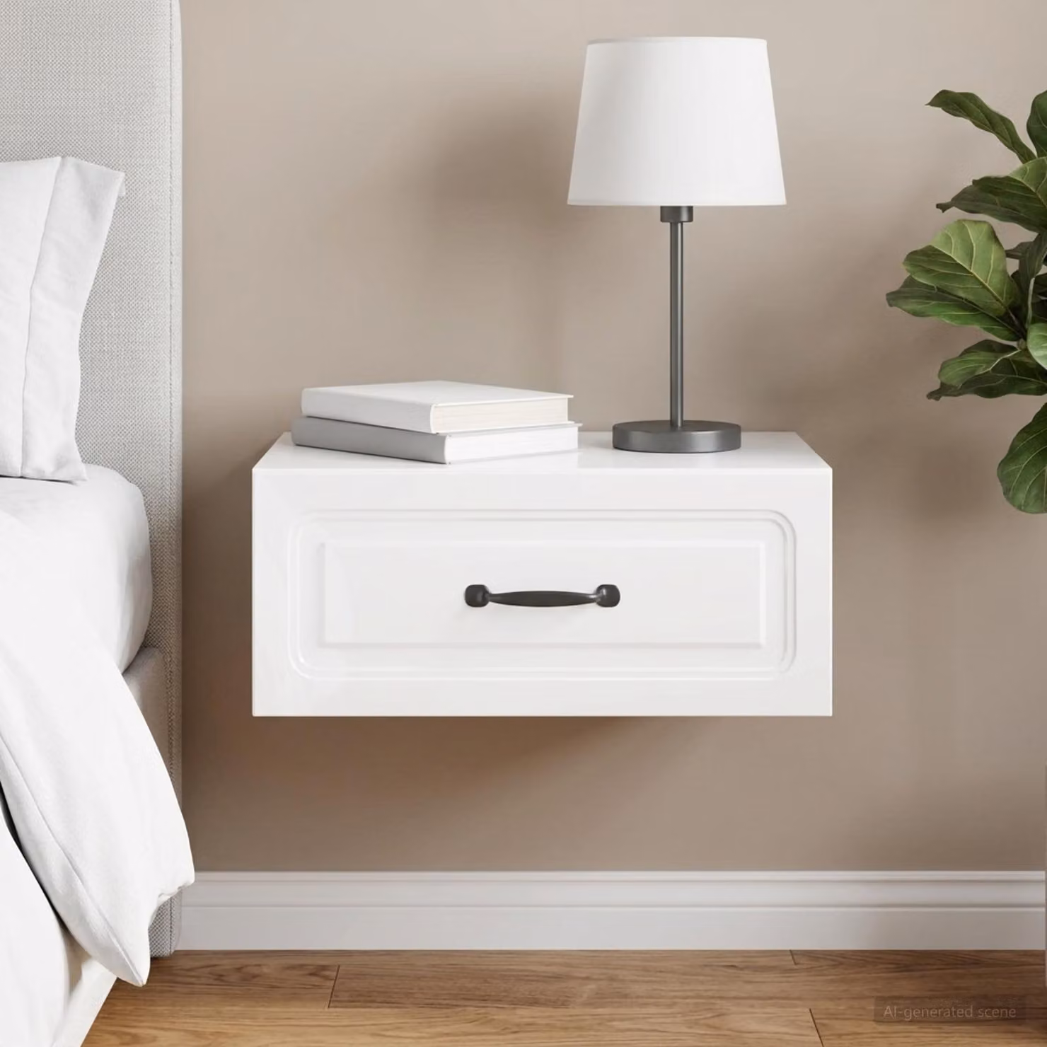 vidaXL Mobiletto da notte sospeso Bianco Lucido L: 49 cm, P: 34,5 cm, H: 20 cm