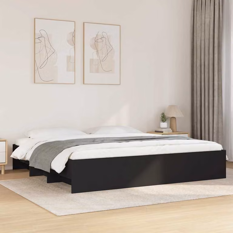 Giroletto vidaXL in legno multistrato nero con doghe rigide L: 183 cm, P: 200 cm, H: 35 cm