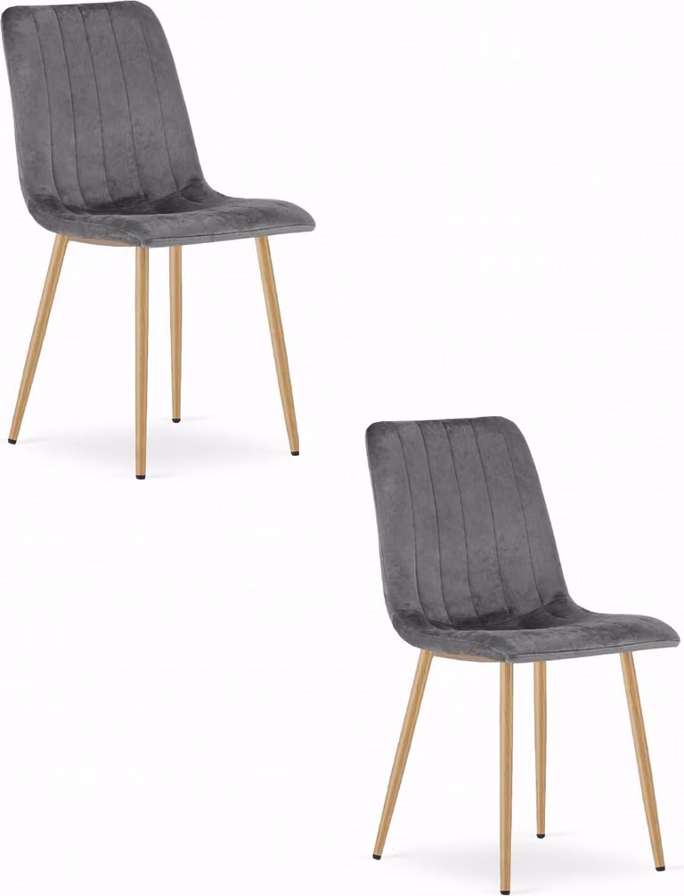 Sedia LAVA - velluto grigio scuro / gambe in legno x 2