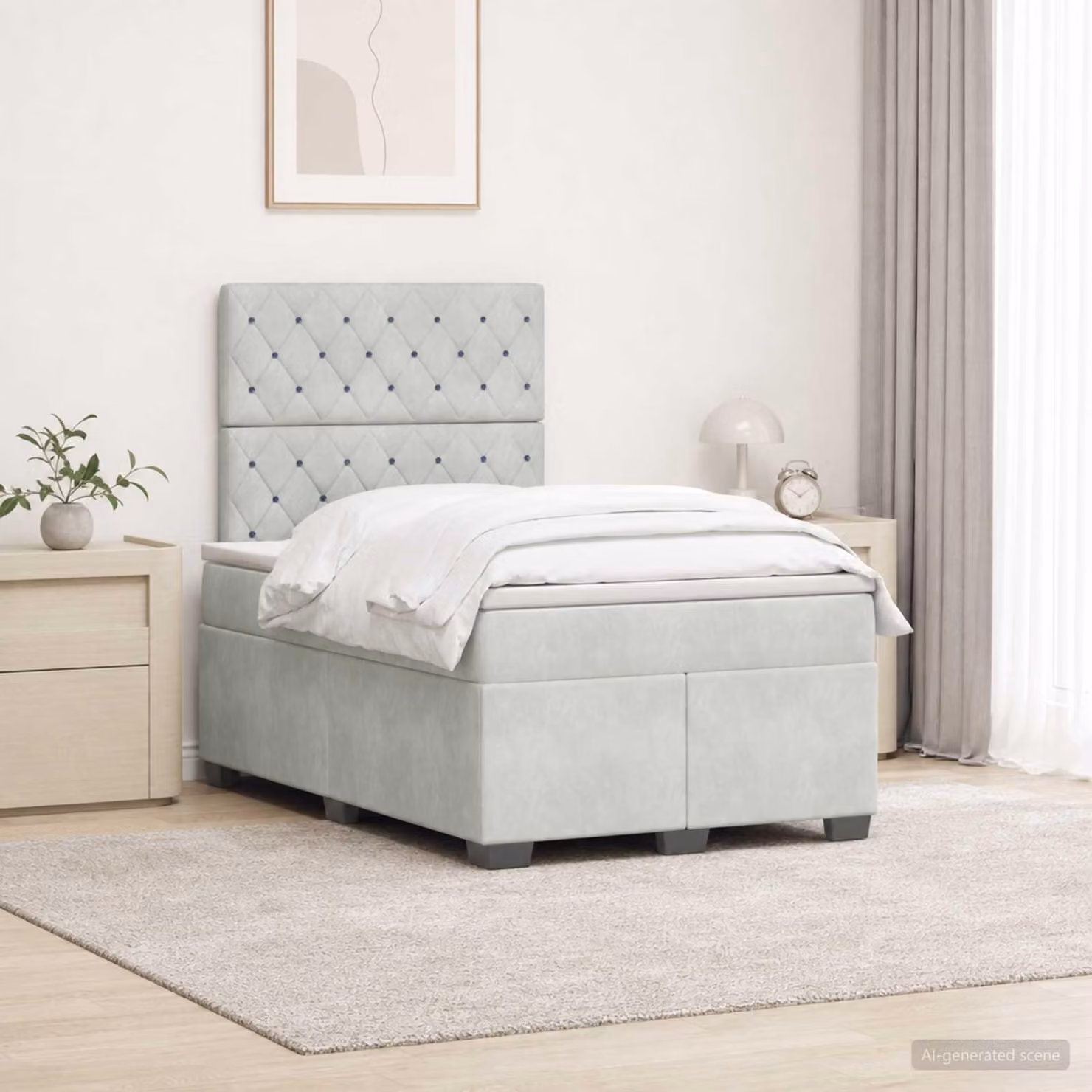 Maison Exclusive - Letto boxspring con materasso grigio chiaro 120 x 190 cm velluto
