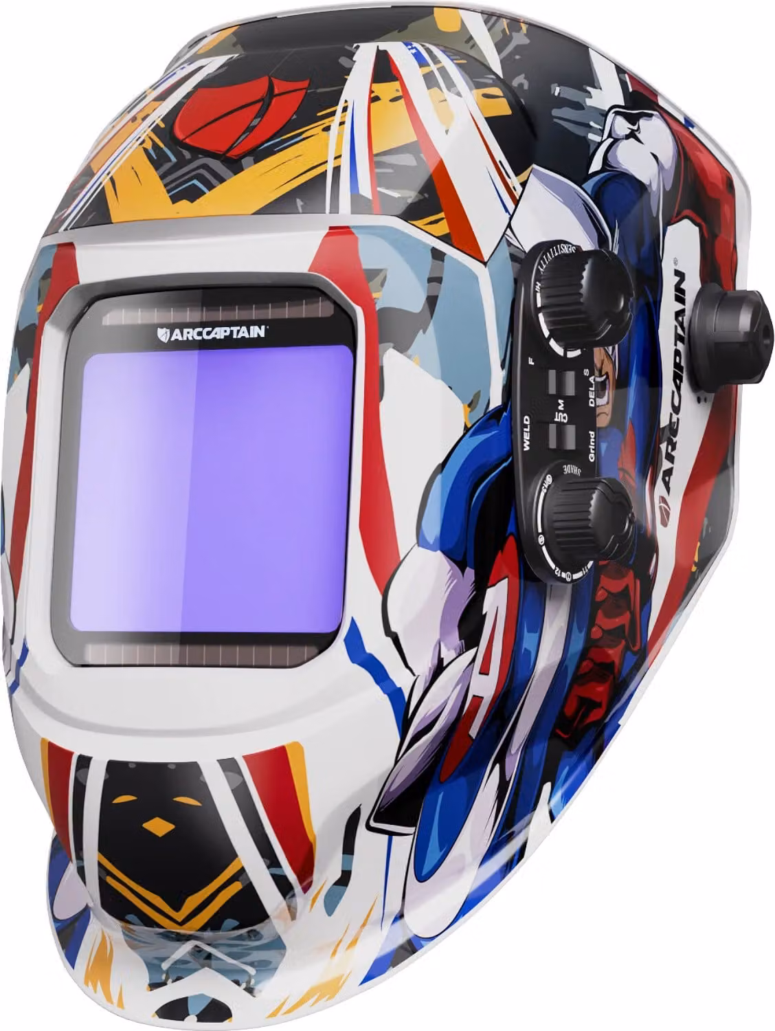 Casco per saldatura, autoscurante, vetro a colori, AR-WC035