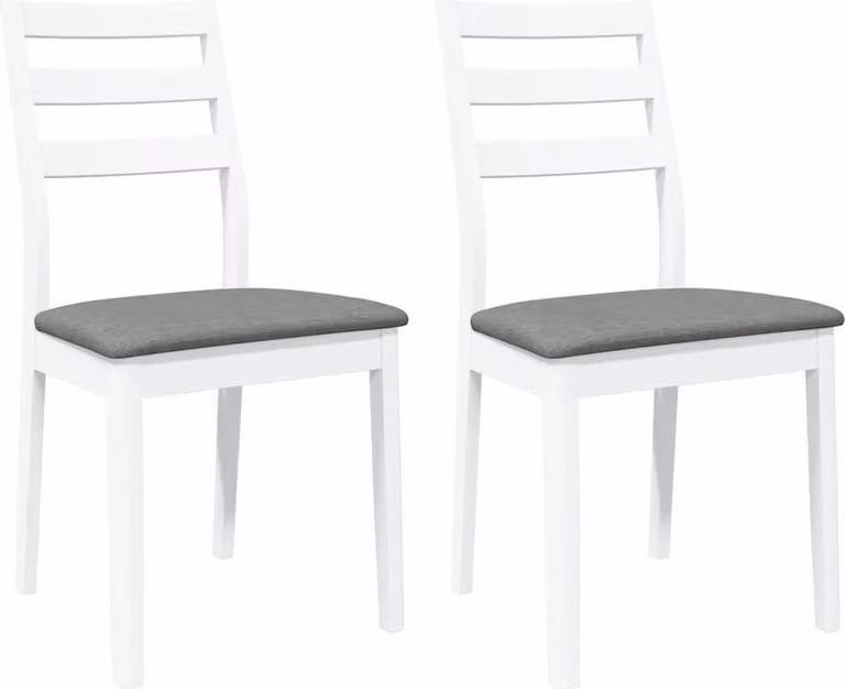 Sedie da Pranzo con Cuscini 2 pz Bianco Legno Massello di Hevea