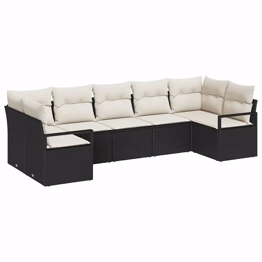 Set di divani da giardino vidaXL in rattan nero con cuscini e tavolino da 7 pezzi – 2