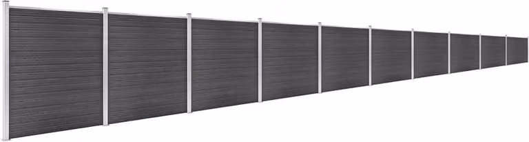 Set Pannelli di Recinzione in WPC 1737x186 cm Nero