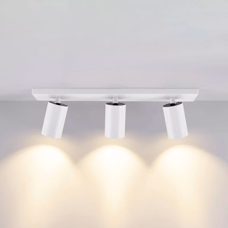 Deko-Light Faretto da soffitto CAN TILT, bianco, 48 x 9 cm, a 3 luci, metallo GU10 dimmerabile, Bianco / Opale, Soggiorno / Sala da pranzo, Alluminio, Faretto