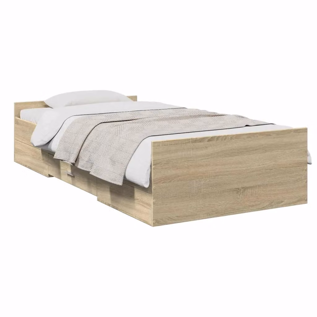 Letto con contenitore moderno vidaXL in legno Rovere Sonoma, L 80 x P 200 cm – 2
