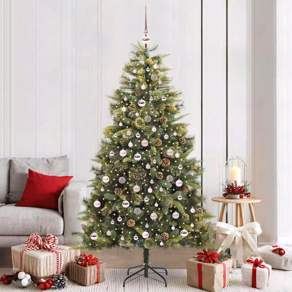 Maison Exclusive - Albero di Natale artificiale pieghevole con pigne, altezza 210 cm