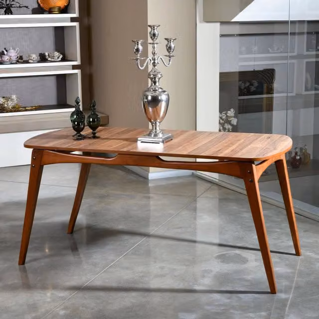Tavolo fisso DMORA per sala da pranzo, rettangolare in legno marrone, L: 160 cm, P: 80 cm, H: 75 cm