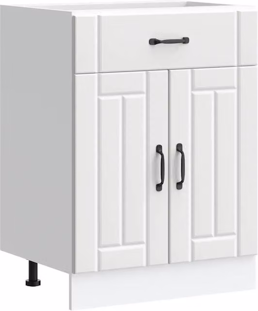 Mobile base da cucina moderno HELLOSHOP26 in legno composito bianco opaco con ante e cassetto L/P/H: 60 x 46 x 81,5 cm