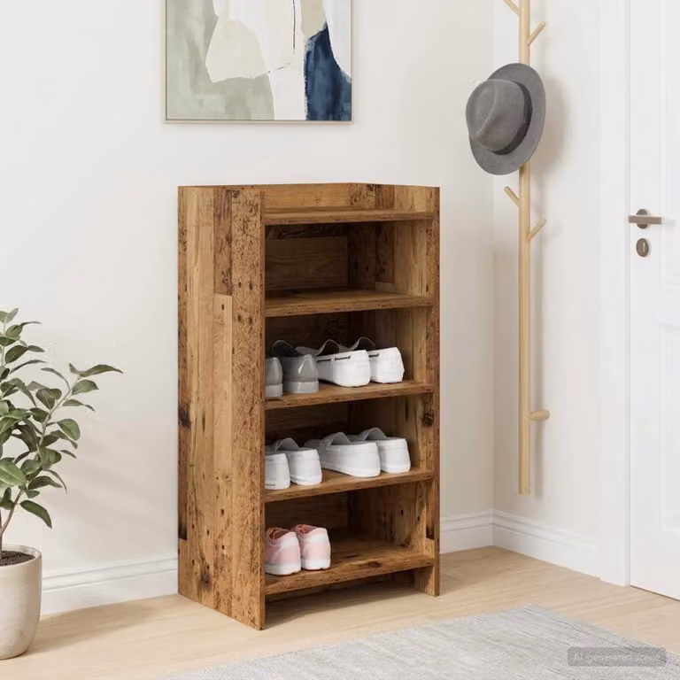 Mobile porta scarpe vidaXL in legno marrone, L/P/H: 48 x 36 x 92 cm