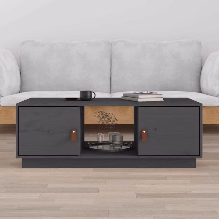vidaXL Tavolino da Salotto Moderno in Legno di Pino Grigio L: 100 cm, P: 50 cm, H: 35 cm
