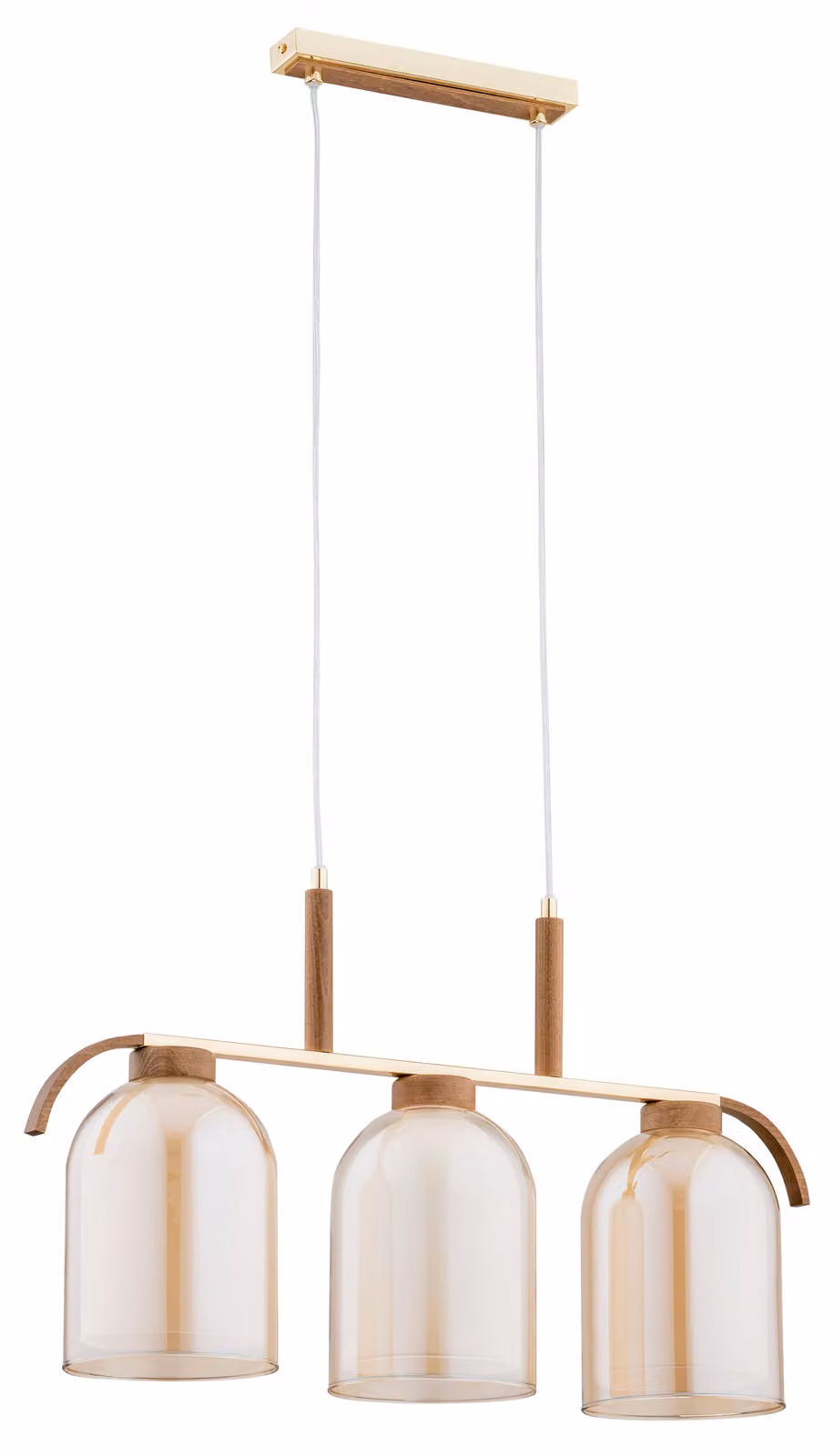 Lampada a sospensione ARIS in legno chiaro, oro e miele, 3xE27x15W, metallo, dimensioni: 90x68x15 cm, IP20, Alfa