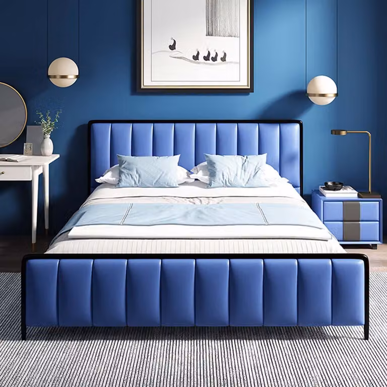 Design Doppelbett Lederbett Betten Bett Leder Polster Schlafzimmer Ehe 180x200