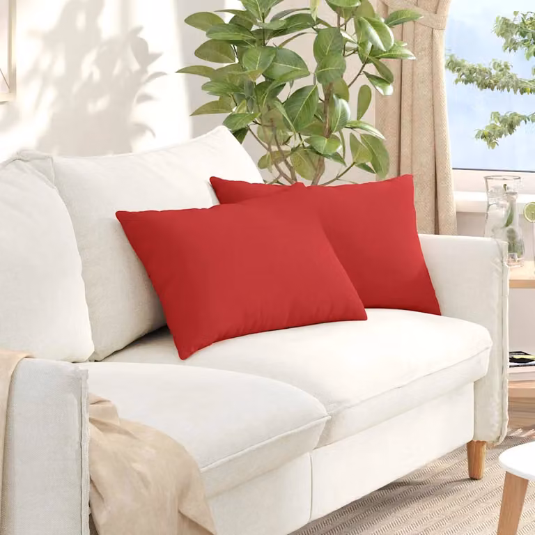 Set di 2 cuscini da divano vidaXL in tessuto rosso con fodera rimovibile, L 60 cm x P 40 cm x H 40 cm