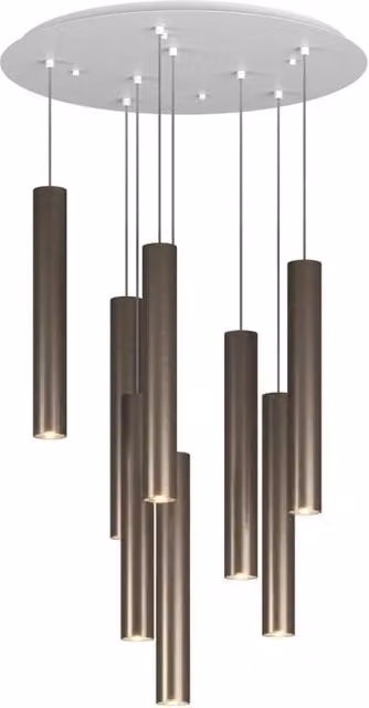 Lampadario Industrial-Minimal Xeana Metallo Bianco Bronzo 8 Luci Gu10