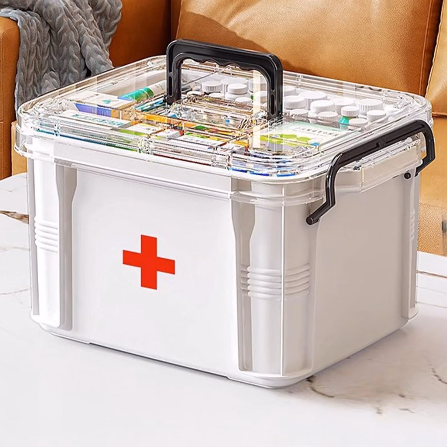 Organizzatore medico - Doppio strato con coperchio - Ideale per la casa e la scuola