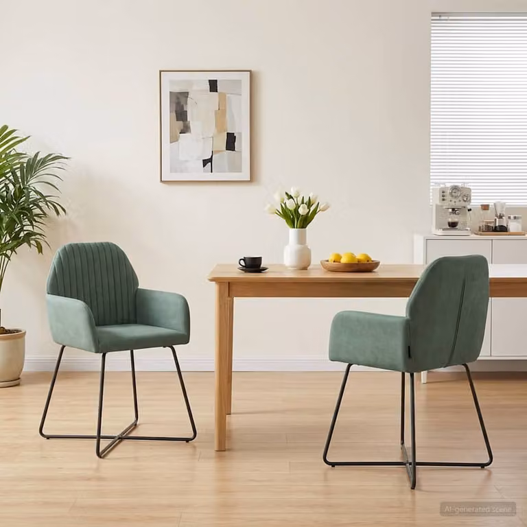 Set di 2 sedie da pranzo moderne vidaXL in velluto verde mare con struttura in metallo L/P/H: 55 x 50 x 84 cm