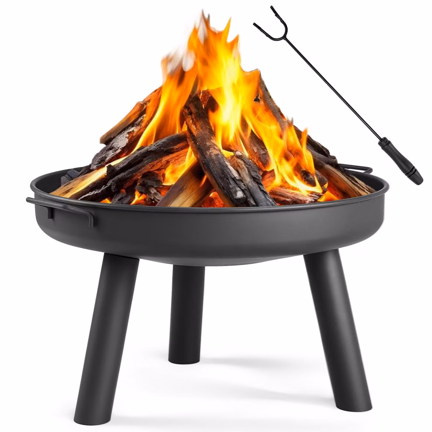 FCH focolare a legna senza fumo Ø 60 cm con attizzatoio, cesto per il fuoco e barilotto antiscintilla per riscaldamento/grigliate BBQ, terrazza giardino
