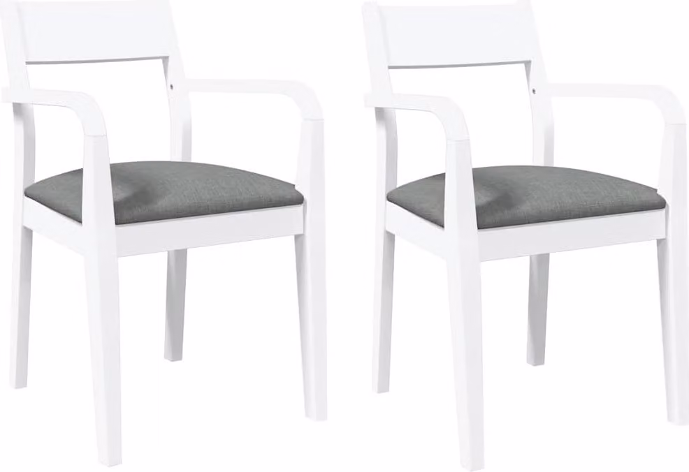 Sedie da Pranzo con Cuscini 2 pz Bianco Legno Massello di Hevea