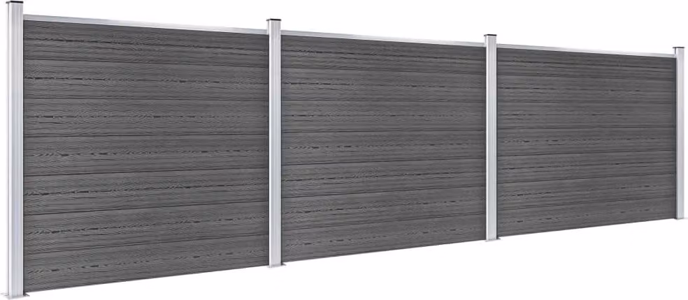 Set Pannelli di Recinzione in WPC 526x146 cm Nero