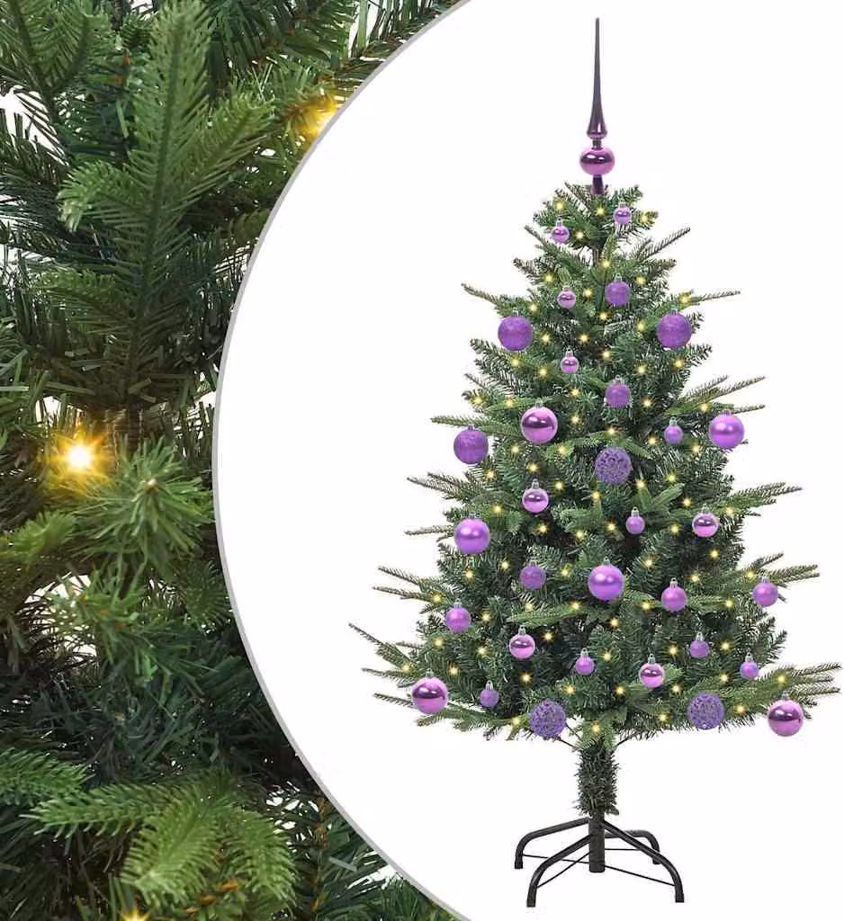 Albero di Natale artificiale preilluminato con pallina verde