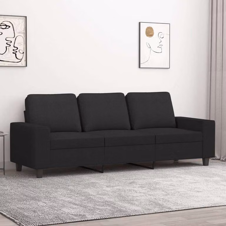 Maison Exclusive - Divano a 3 posti nero 180 cm tessuto