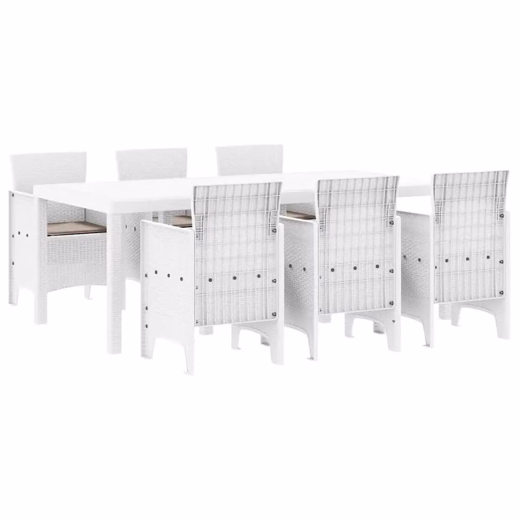 Set da pranzo per giardino e terrazza vidaXL in 7 pezzi bianco moderno in plastica e rattan – 2