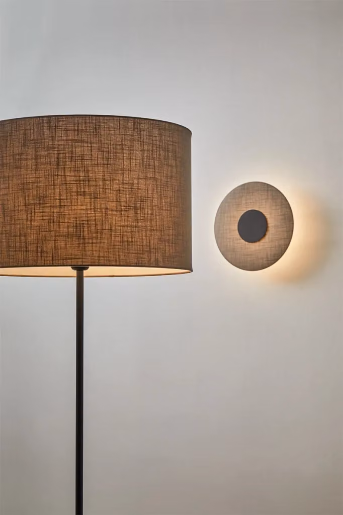 Solaris Applique da Parete Rossini Group con Paralume in Tessuto Grigio e Struttura Nera, Illuminazione LED Design 12W 3000K CRI90 IP20 – 2