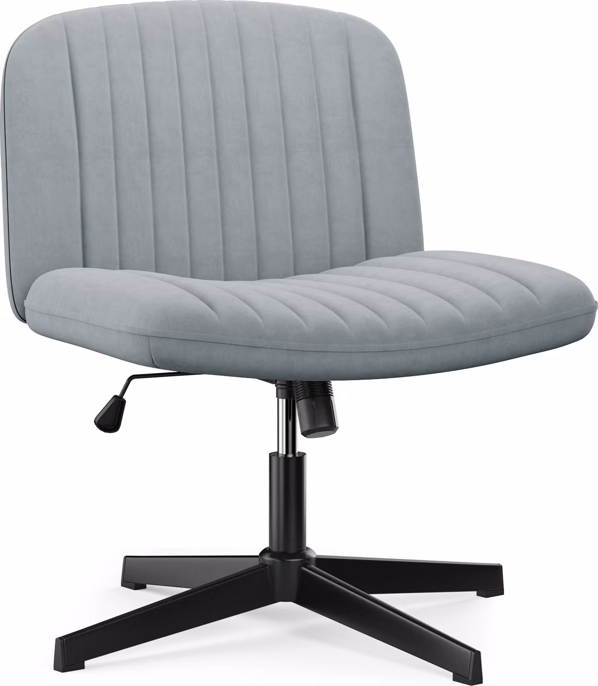 Sedia da ufficio senza braccioli - Sedia da scrivania con rivestimento in tessuto - Sedia da lettura con ampio cuscino per sedersi a gambe incrociate - Funzione dondolo - Altezza regolabile - Sedia girevole a 360° per la casa - Grigio
