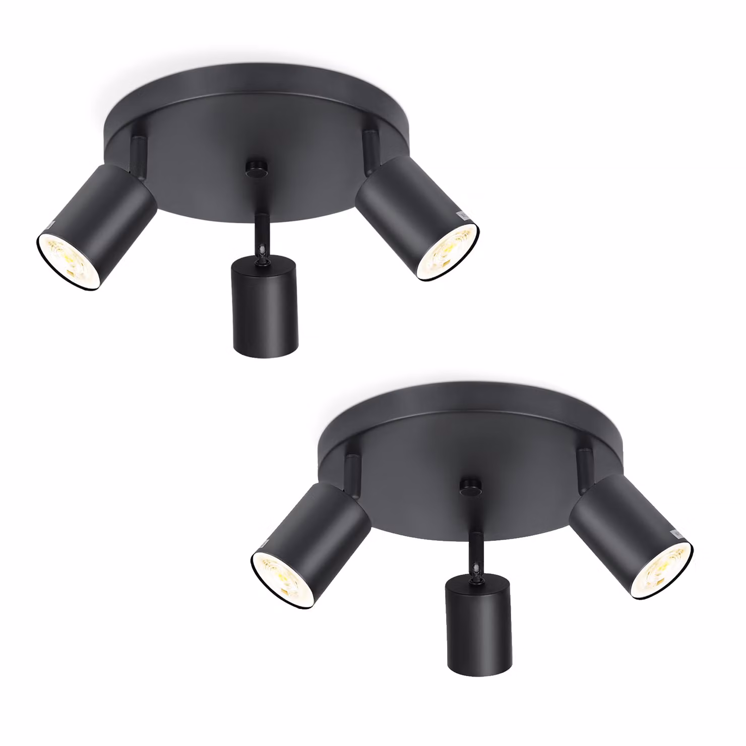 ZMH LED Lampada da soffitto nera a 3 fiamme 2ER Faretto da soffitto Moderno GU10 Faretto da soffitto in metallo orientabile a 330° per soggiorno camera da letto corridoio