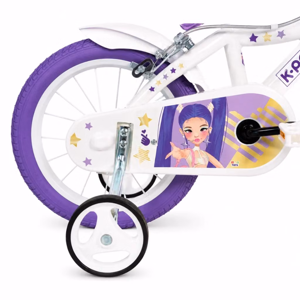 Bicicletta per bambina Dino Bike K-Pop Idol 14 pollici in metallo bianca e viola – 2