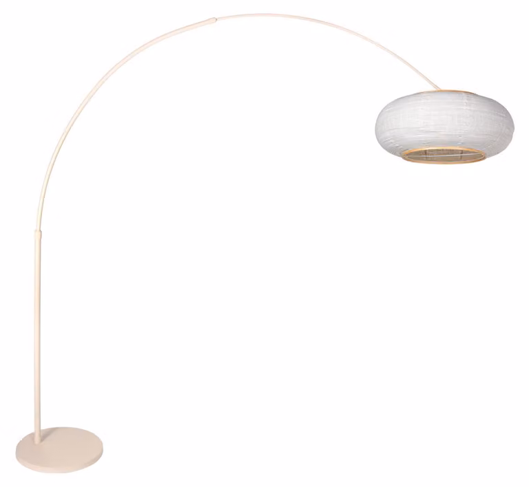 Lampada da terra - crema - Sparkled Light - legno lino metallo - Ø 45cm - E27 - 4677CR - Steinhauer