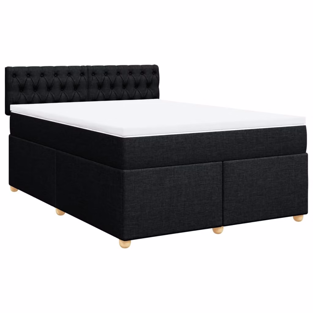 Giroletto a Molle con Materasso Nero 160x200 cm in Tessuto